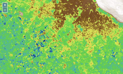 NDVI generated from a Sentinel-2 GeoTIFF